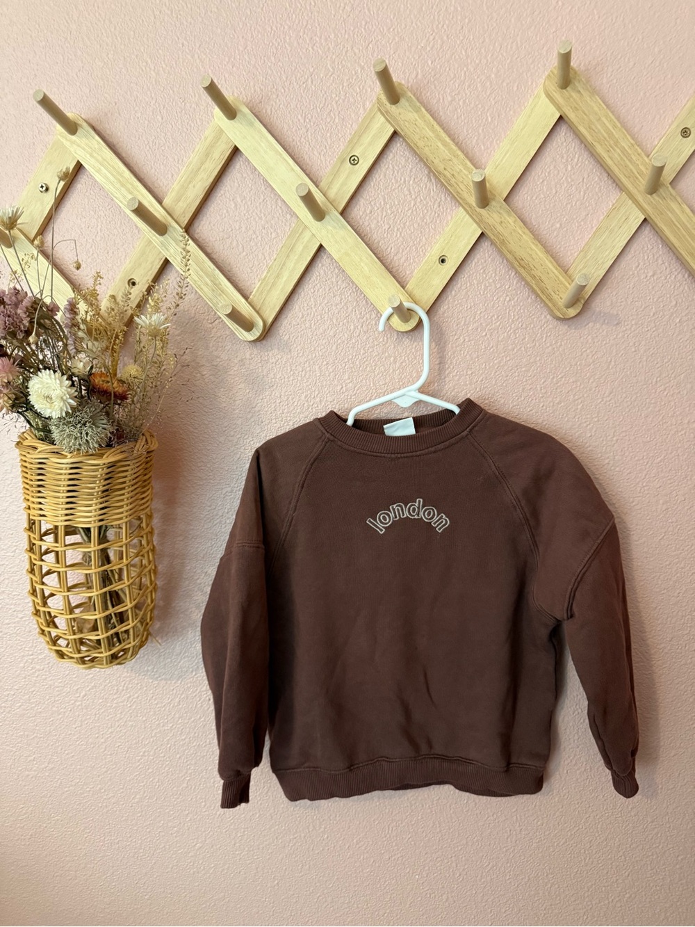 Zara Kids London Embroidered Brown Crewneck Sweater